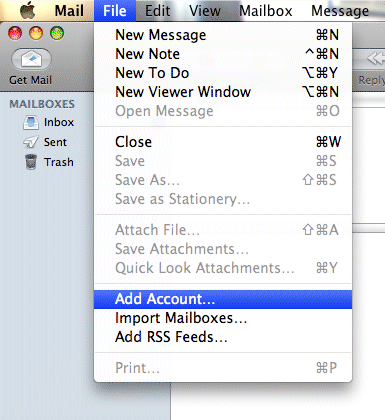 Step 1 in setting up your email account in Apple Mail.