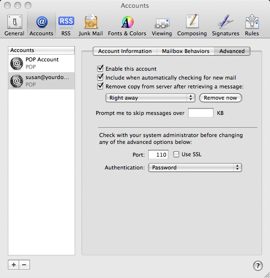 Step 11a in setting up your email account in Apple Mail.
