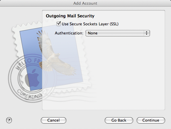 Step 6 in setting up your email account in Apple Mail.