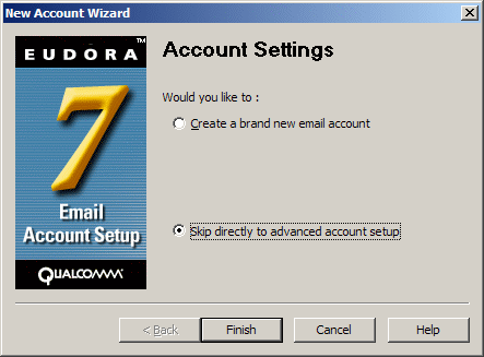 Step 2b in setting up your email account in Eudora.