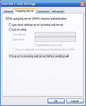 Step 6 in setting up your email account in Outlook.