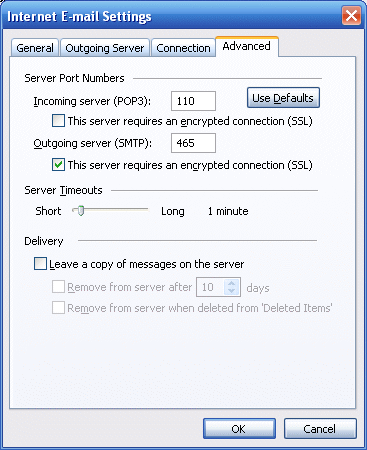 Step 7 in setting up your email account in Outlook.