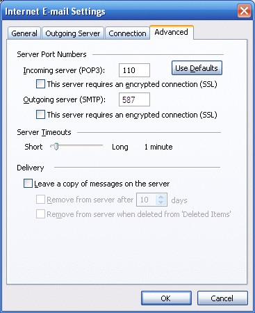 Configure Outlook to use the relay server.